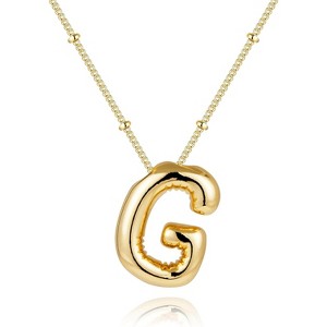 Chunky Balloon Initial Necklace 14K Gold Plated Non Tarnish Mom Gift Gold-G - 1 of 4