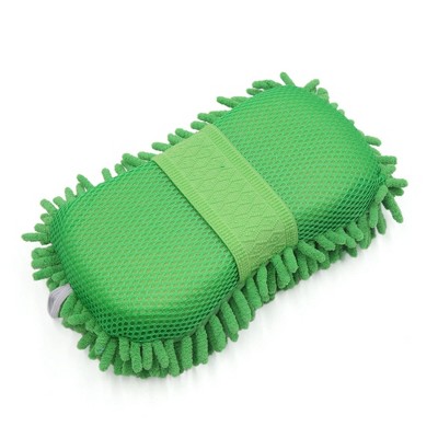 X AUTOHAUX 8-Shape Microfiber Fiber Chenille Sponge Car Wash Cleaning Glove Brush Pad Green 9.8x5.1x2.8inches