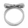 Slickblue Polished Stainless Steel Bow Ring Sparkling Clear Crystals Women's Promise Jewelry, Size 5-8 - 4 of 4