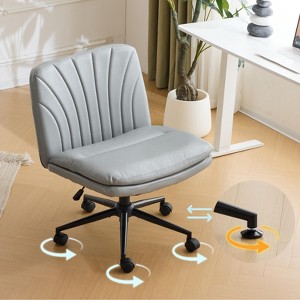 KTMBDW Criss Cross Chair with Wheels Comfy Cross Legged Office Desk Armless Wide Vanity Makeup Chair Adjustable Rolling Computer for Home Office - 1 of 4