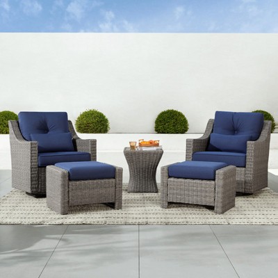 Spruce & Spring Outdoor Wicker Patio Outdoor Sofa Swivel Chair Coffee Table