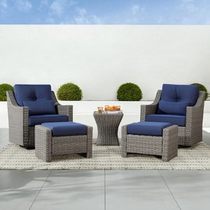 Spruce & Spring Outdoor Wicker Patio Outdoor Sofa Swivel Chair Coffee Table - 1 of 4