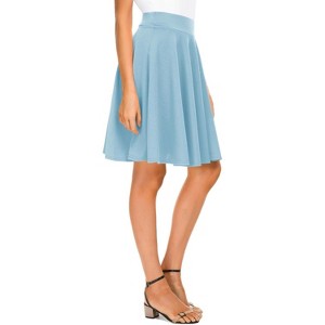 Women's Basic Stretch Midi Skirt - Versatile High Waist Flared Casual Skirt Light Blue-long - 1 of 4