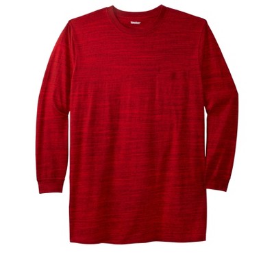 KingSize Men's Big & Tall Shrink-Less Lightweight Longer-Length Long-Sleeve Crewneck Pocket Tee