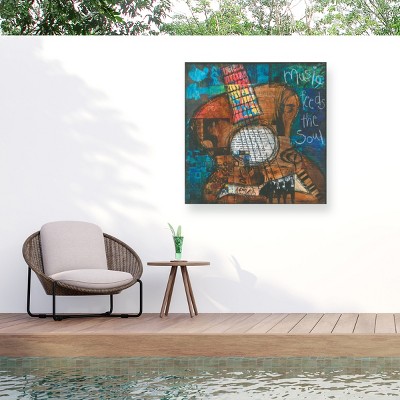 Trademark Fine Art - Jennifer Mccully Music Feeds The Soul - Guitar Matted Framed Art