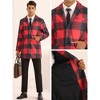 Lars Amadeus Men's Notch Lapel Single Breasted Color Block Plaid Overcoat - 4 of 4