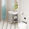 Bencmate Bathroom Storage Cabinets, Open-shelving Bathroom Vanity with Ceramic Sink and Soft-Closing Door, Cloakroom Open Shelf Storage Cabinet on the - 3 of 4