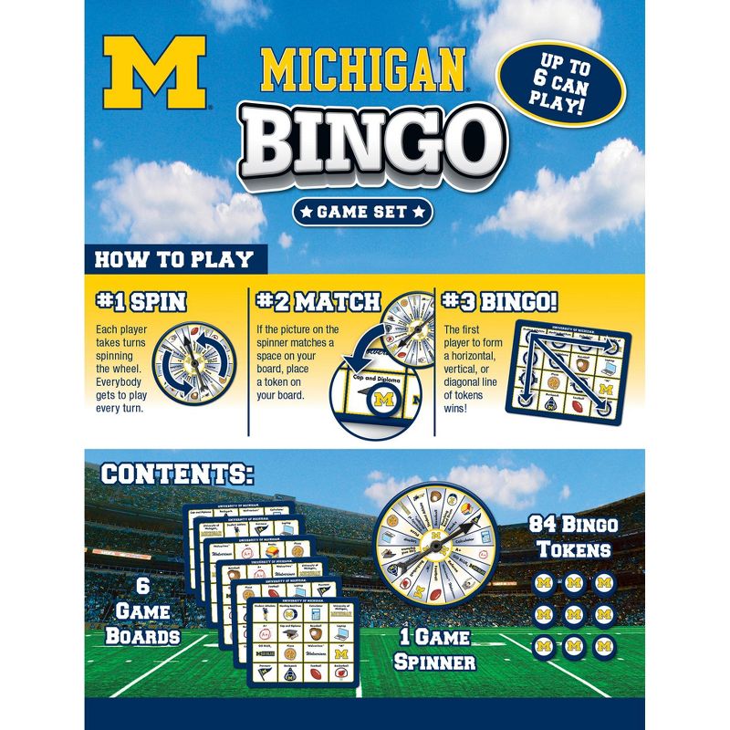 MasterPieces Kids Games - NCAA Michigan Bingo Game, 4 of 6