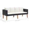 vidaXL 2-Seater Patio Sofa with Cushions Poly Rattan Black - 4 of 4
