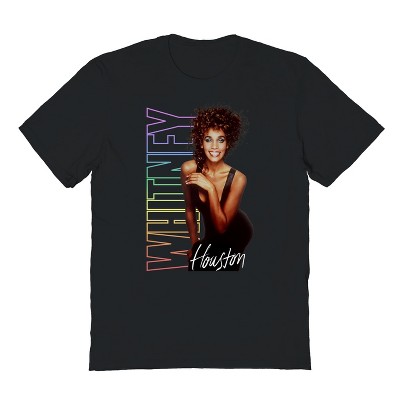 Whitney Houston Men's Rainbow Text Short Sleeve Graphic Cotton T-Shirt