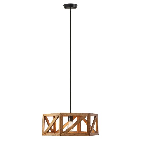 River Of Goods Alannah Brown Mango Wood And Metal Pendant Light : Target