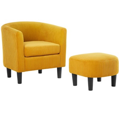 NicBex Corduroy Accent Chair,Upholstered Living Room Chairs with Ottoman and Mid-Height Backrest,Modern Arm Chair,Accent Chairs for Living Room