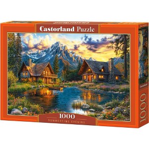 1000 Piece Jigsaw Puzzle, Summertime Evening, Cozy mountain cabins, Peaceful beauty, Sunset, Adult Puzzle, Castorland C-105397-2 - 1 of 4