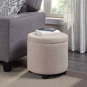 Breighton Home Designs4Comfort Round Accent Storage Ottoman with Reversible Tray Lid - 1 of 4