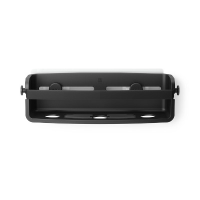 Black Plastic Suction Mount Shower Caddy with Adhesive Strips