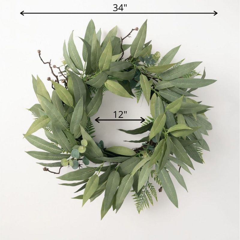Sullivans Artificial Eucalyptus Mix Wreath 34"H Green, 5 of 6