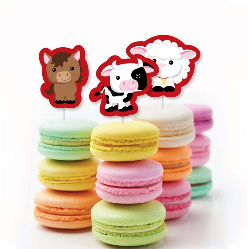 Big Dot of Happiness Farm Animals - Dessert Cupcake Toppers - Barnyard Baby Shower or Birthday Party Clear Treat Picks - Set of 24, 5 of 9