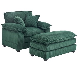 Dexmalle 56.3 Inch Corduroy single sofa With 2 toss pillows and a ottoman - 1 of 4