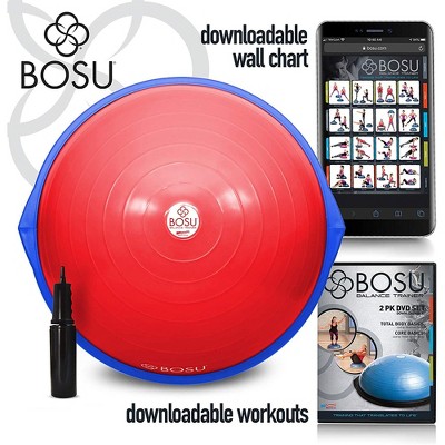 Bosu 72-10850 Home Gym Equipment The Original Balance Trainer 65 cm Diameter, Red and Blue