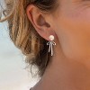Small Gold Silver Pearl Bow Earrings for Women Trendy 925 Sterling Silver Post Dainty 14k Gold Plated Bow Dangle Earrings for Women - 2 of 4