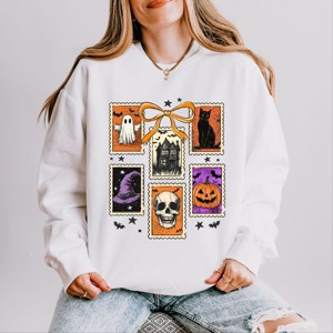 Simply Sage Market Coquette Halloween Stamps Lightweight Garment Dyed Sweatshirt - 1 of 4