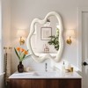 Beautyolove 24 in. W x 32 in. H Irregular Beige Flannelette Framed Wall Mirror Asymmetrical Decorative Wall Mirror - 3 of 4