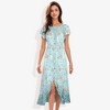 Anna-Kaci Women's Open Gathered Neck Short Sleeve Gathered Waist Open Tulip Hem Fashion Dress - 3 of 4