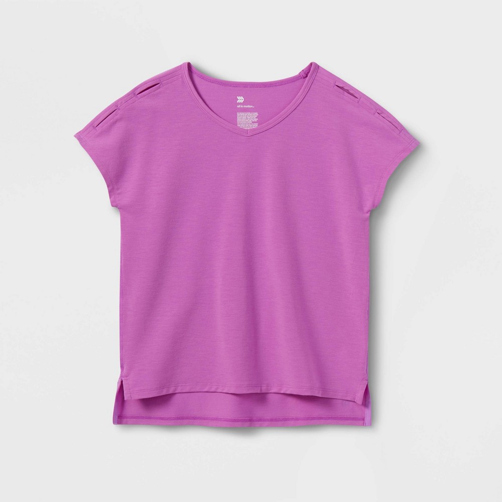 (Size S) Girls' V-Neck T-Shirt - All in Motion Violet S, Purple