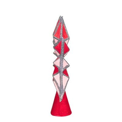 Pink and Silver Paper Mache 10-Point Star Tree Topper
