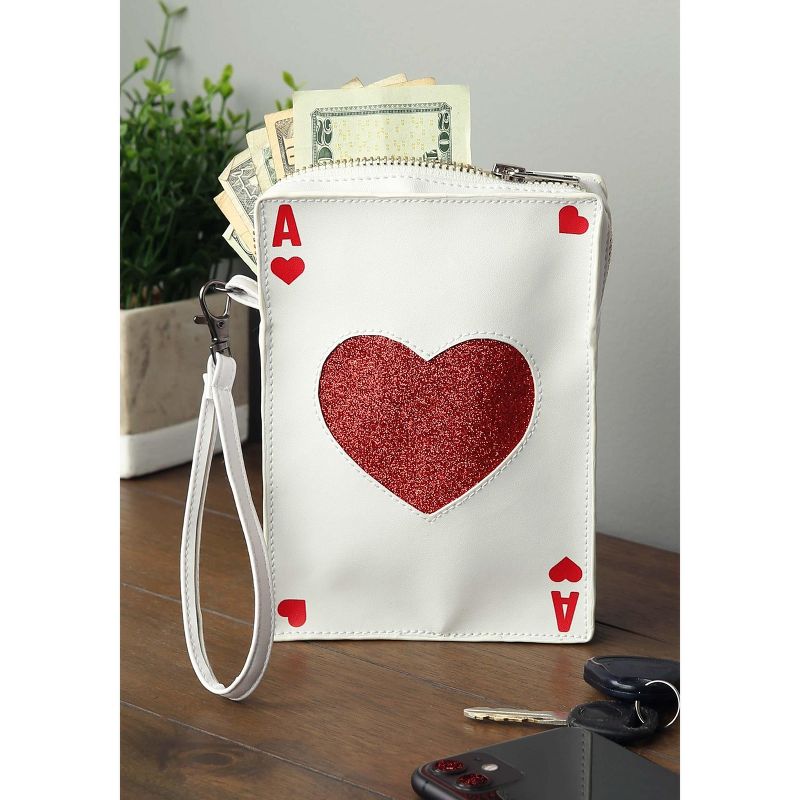 HalloweenCostumes.com  Women  Ace of Hearts Costume Purse, White/Red, 2 of 8