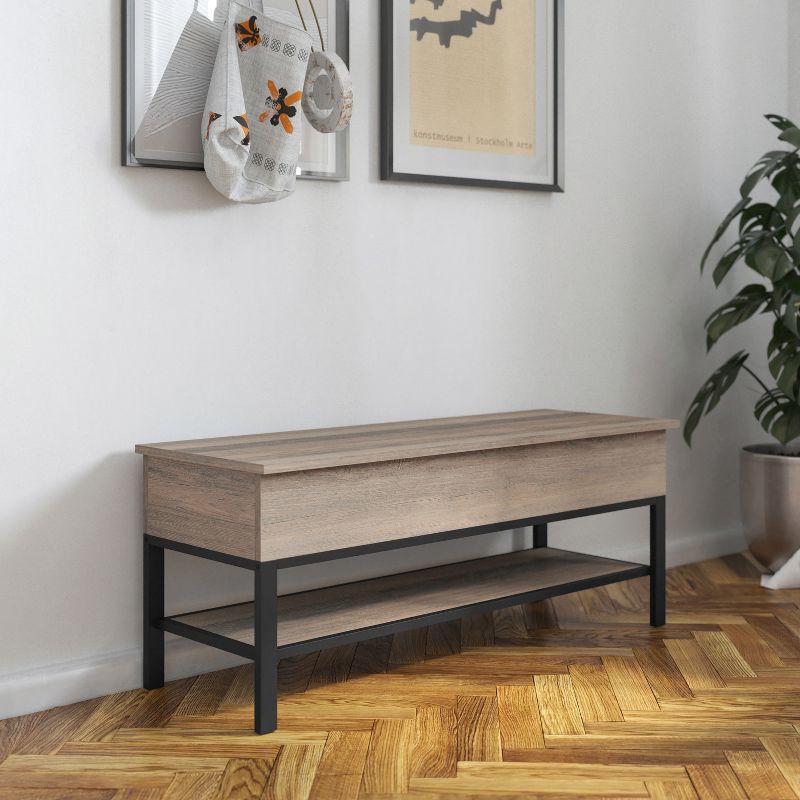 Flash Furniture Wyatt Farmhouse Entryway Storage Bench with Lower Shelf Perfect for Entryway, Mudroom, or Bedroom, 2 of 14