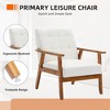 MOONMISS Mid-Century Upholstered White Linen Fabric Accent Arm Chair with Solid Wood Frame - 2 of 4