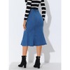 INSPIRE CHIC Women's High Waist Fishtail Ruffle Denim Jean Skirt - 4 of 4