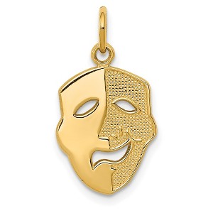 Black Bow Jewelry 14k Yellow Gold Comedy / Tragedy Mask Charm - 1 of 4