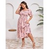 Plus Size Puff Sleeve Smocked Summer Midi Dress - 3 of 3