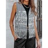 Nlife Women's Solid Color Sparkly Sequin Fringed Trim Sleeveless Glitter Jacket - 2 of 4