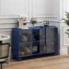 VYNXARIA 47.25"Glass Storage Cabinet Floor-to-ceiling for Kitchen, Living Room, Bathroom(Bark blue) - 2 of 4
