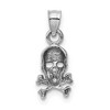 Black Bow Jewelry 14k White Gold Small Skull and Cross Bones Pendant, 8 x 19mm - 3 of 4