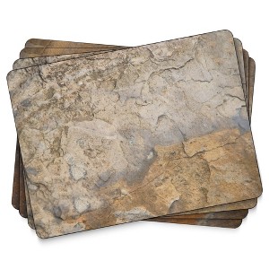 Pimpernel Earth Slate Placemats, Set of 4 Faux Slate Table Mats with Cork Backing, Textured Finish for Surface Protection - 1 of 4