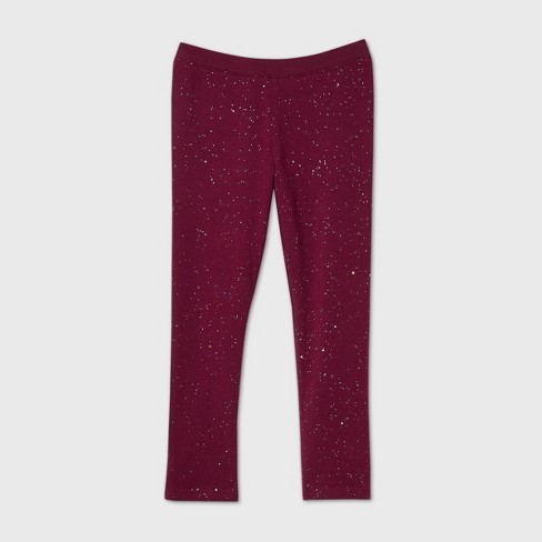 Toddler Girls' Sparkle Leggings - Cat & Jack™ Maroon 12M