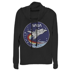Juniors Womens NASA Space Rocket Cowl Neck Sweatshirt - 1 of 3