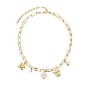 Adornia 14k Yellow Gold Plated Initial Chunky Charm Necklace - 1 of 1