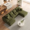132 inch Beige Chenille L Shaped Sectional Living Room Sofa Set With 6 Pillows for Living Room - 2 of 4