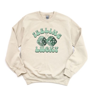 Simply Sage Market Women's Graphic Sweatshirt Green Dice Feeling Lucky