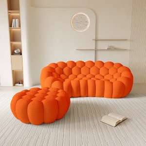 WJSHome 3 Seater Bubble Sofa with Ottoman, Curved Couch, Comfy Upholstered Sofa, Mesh Fabric 3D Honeycomb Shape Modern Couch - 1 of 4