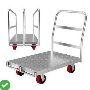 2-in-1 Heavy Duty Panel Truck Cart 36" x 24" All Steel Platform Truck w/Front & 2 Side Handrails 2200 Lbs Cart 6/8 Holes - 1 of 4