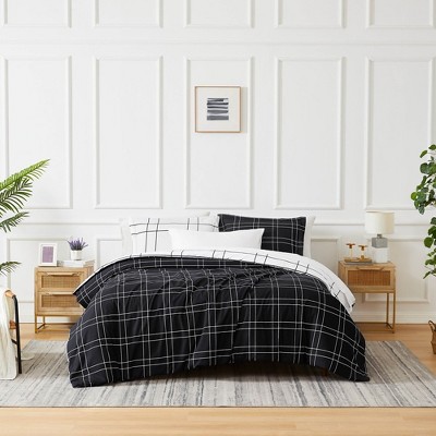 Southshore Fine Living Urban Grid 3-piece Oversized Reversible Duvet ...