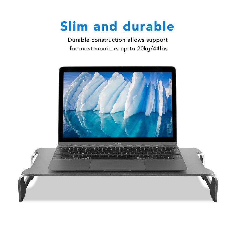 Mount-It! Aluminum Monitor Stand For iMac - Metal Monitor Stand Desktop Organizer w/ Keyboard Storage - Universal Monitor Riser For PC & Laptop, 4 of 9