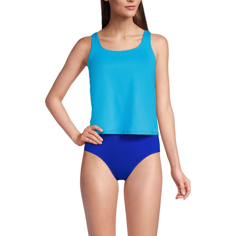 Lands' End Women's Chlorine Resistant V Neck One Piece Fauxkini Swimsuit, 3 of 4