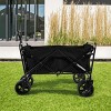 YONWAY Collapsible Folding Beach Wagon Cart with 220Lbs Capacity,with Big Wheels and Adjustable Handle,for Sand,Garden,Camping,Outdoor,Black - 4 of 4